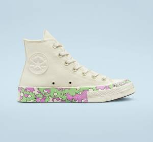 Zapatillas Altas Converse Chuck 70 Crafted Florals Tenis Rosas Verde Claro | CV-740PBM