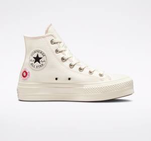 Zapatillas Altas Converse Chuck Taylor All Star Lift Plataforma Floral Embroidery Tenis Negras Rosas | CV-240ADE