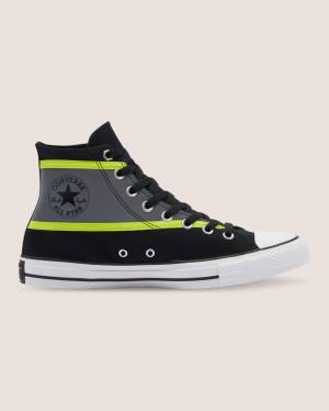 Zapatillas Altas Converse Chuck Taylor All Star Hi-Vis Tenis Negras Gris | CV-607KAW