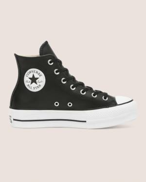 Zapatillas Altas Converse Chuck Taylor All Star Lift Clean Cuero Tenis Negras | CV-673GBI