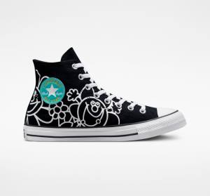 Zapatillas Altas Converse Chuck Taylor All Star Floral Tenis Negras Blancas Verde Menta | CV-716ANO