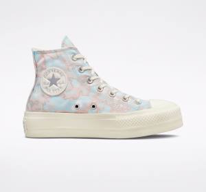 Zapatillas Altas Converse Chuck Taylor All Star Lift Plataforma Marble Tenis Plateadas | CV-903VAF