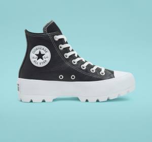 Zapatillas Altas Converse Chuck Taylor All Star Lugged Cuero Tenis Negras Blancas | CV-941OSJ