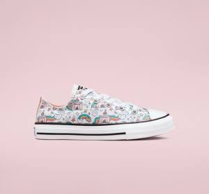 Zapatillas Bajas Converse Chuck Taylor All Star Rainbow Castles Tenis Blancas Rosas Turquesa | CV-324TSP