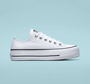 Zapatillas Bajas Converse Chuck Taylor All Star Lift Plataforma Lona Tenis Blancas Negras Blancas | CV-832VSD