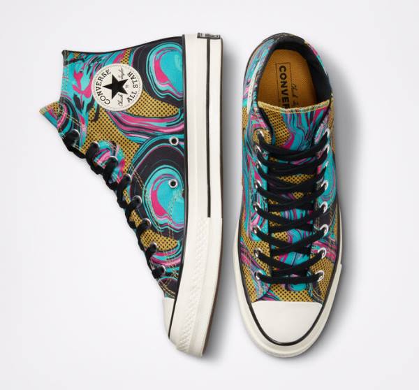 Zapatillas Altas Converse Chuck 70 '90s Marbled Tenis Turquesa | CV-238GTB