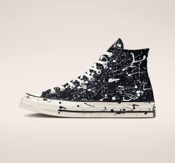 Zapatillas Altas Converse Chuck 70 Archive Paint Splatter Tenis Negras Gris | CV-012GHM