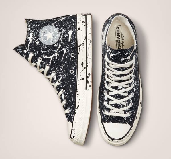 Zapatillas Altas Converse Chuck 70 Archive Paint Splatter Tenis Negras Gris | CV-012GHM