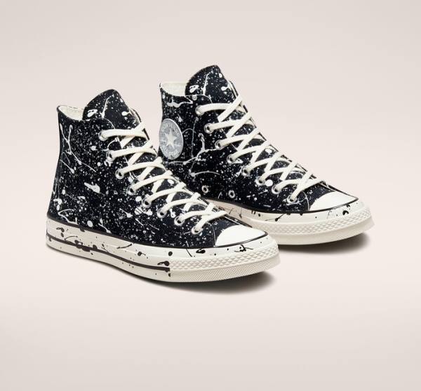 Zapatillas Altas Converse Chuck 70 Archive Paint Splatter Tenis Negras Gris | CV-613TCX