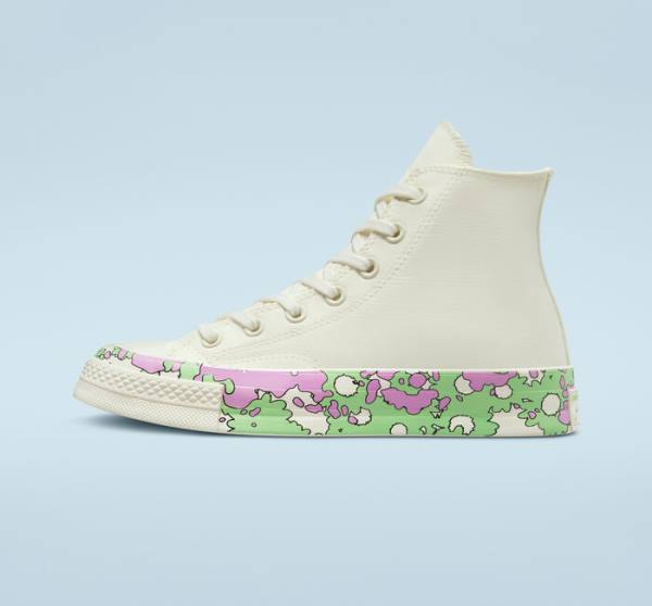 Zapatillas Altas Converse Chuck 70 Crafted Florals Tenis Rosas Verde Claro | CV-052DEN