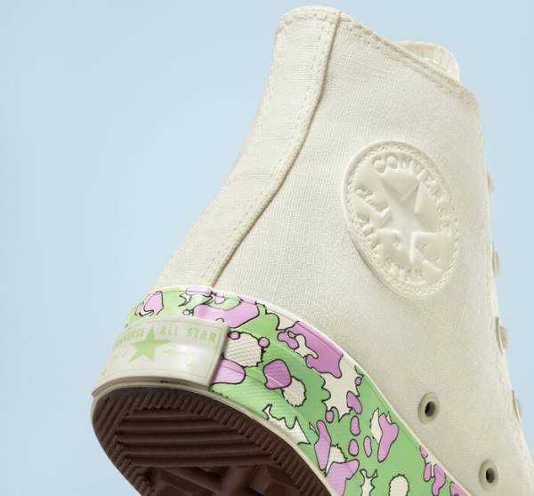 Zapatillas Altas Converse Chuck 70 Crafted Florals Tenis Rosas Verde Claro | CV-052DEN