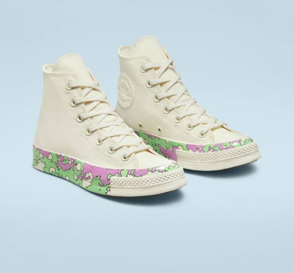 Zapatillas Altas Converse Chuck 70 Crafted Florals Tenis Rosas Verde Claro | CV-052DEN