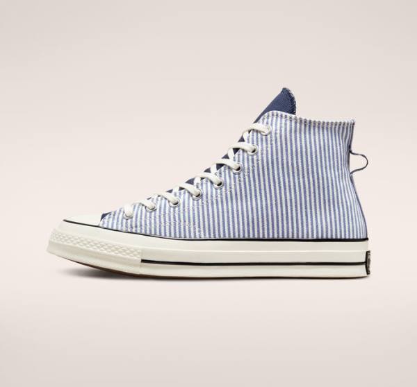 Zapatillas Altas Converse Chuck 70 Crafted Stripe Tenis Indigo | CV-074YXC