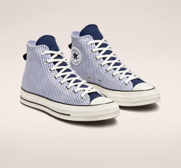 Zapatillas Altas Converse Chuck 70 Crafted Stripe Tenis Indigo | CV-074YXC