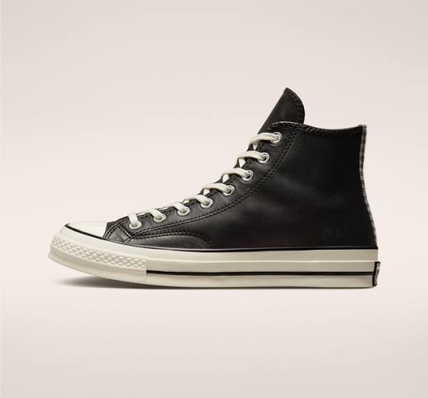 Zapatillas Altas Converse Chuck 70 Crafted Cuero Tenis Negras | CV-291JWF