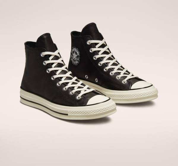 Zapatillas Altas Converse Chuck 70 Crafted Cuero Tenis Negras | CV-291JWF