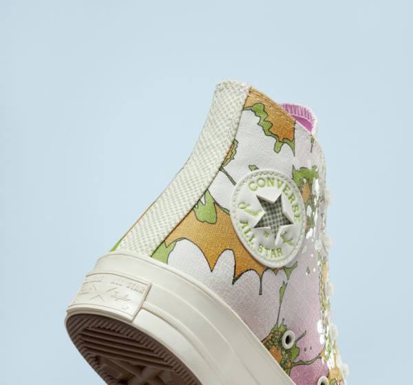 Zapatillas Altas Converse Chuck 70 Crafted Florals Tenis Rosas Verde Oliva | CV-317UEZ