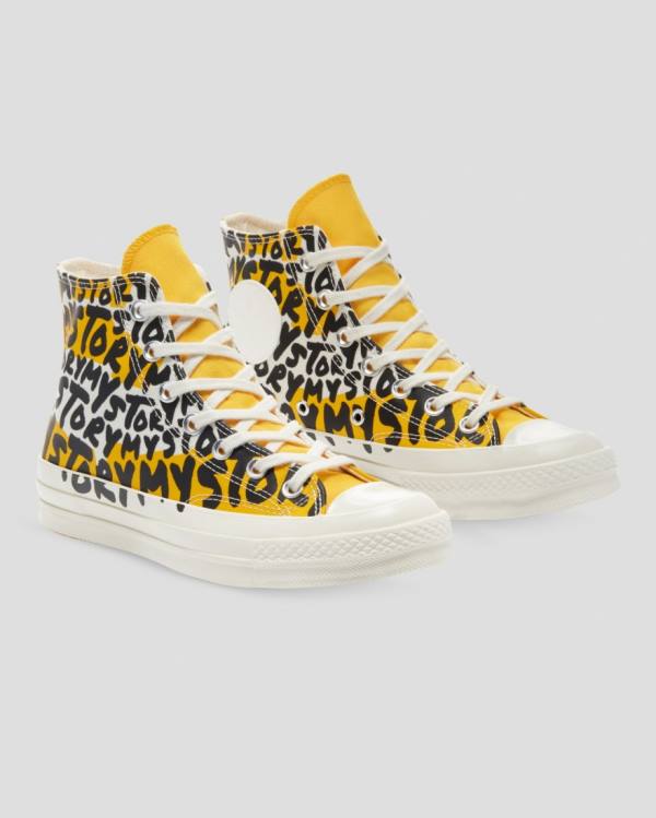 Zapatillas Altas Converse Chuck 70 My Story Tenis Negras Amarillo | CV-530YMU