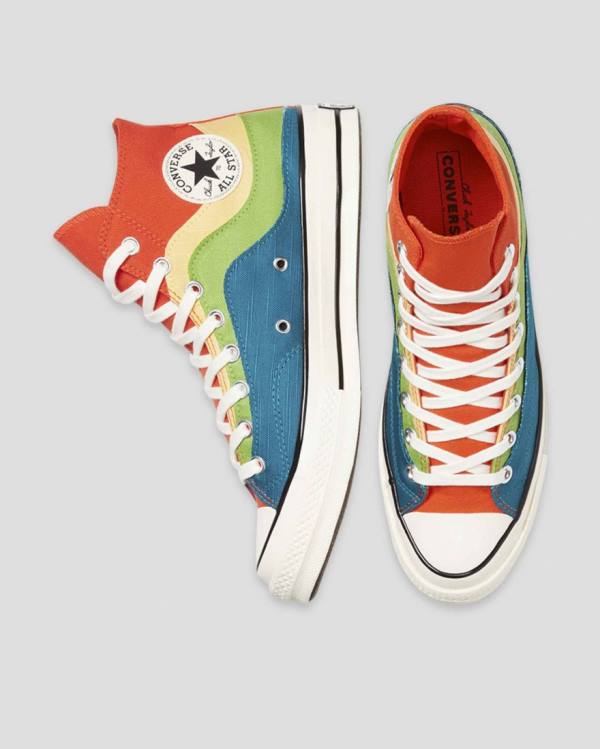 Zapatillas Altas Converse Chuck 70 National Parks Tenis Azules Verde Naranjas | CV-415FXW