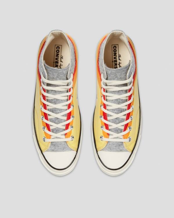 Zapatillas Altas Converse Chuck 70 Nor'Easter Felted Layered Tenis Gris Rojas Amarillo | CV-941OGZ