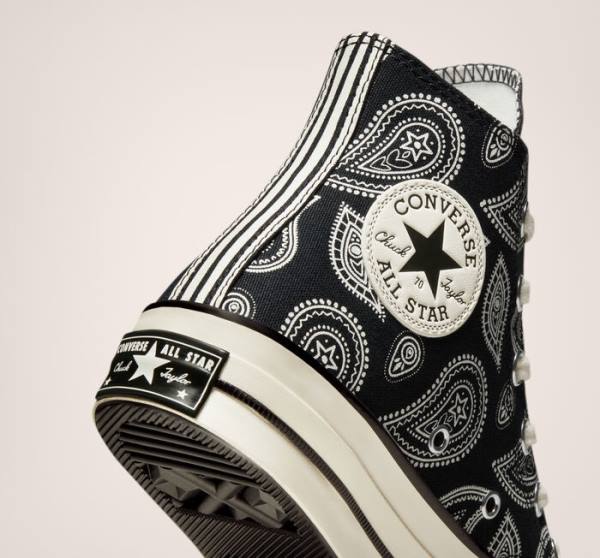 Zapatillas Altas Converse Chuck 70 Paisley Tenis Negras | CV-985PWK