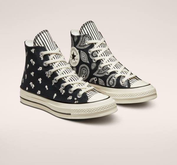 Zapatillas Altas Converse Chuck 70 Paisley Tenis Negras | CV-985PWK