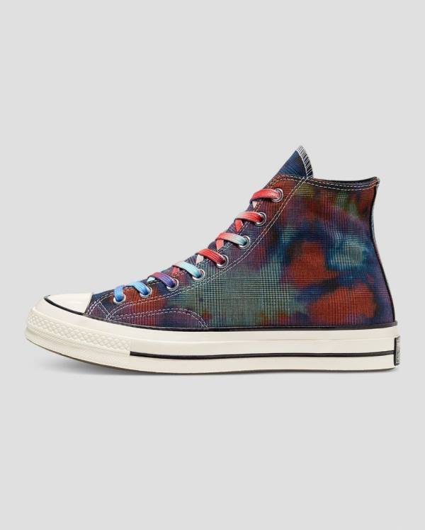 Zapatillas Altas Converse Chuck 70 Plaid Tie Dye Tenis Negras | CV-895ESM