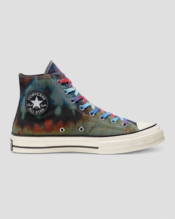 Zapatillas Altas Converse Chuck 70 Plaid Tie Dye Tenis Negras | CV-895ESM