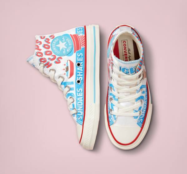 Zapatillas Altas Converse Chuck 70 Sweet Scoops Tenis Blancas Azules Rojas | CV-498HVP