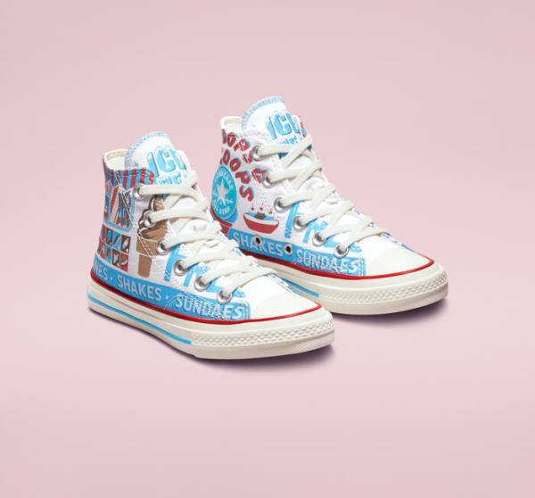 Zapatillas Altas Converse Chuck 70 Sweet Scoops Tenis Blancas Azules Rojas | CV-498HVP