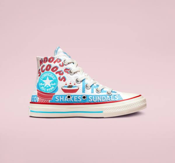 Zapatillas Altas Converse Chuck 70 Sweet Scoops Tenis Blancas Azules Rojas | CV-498HVP