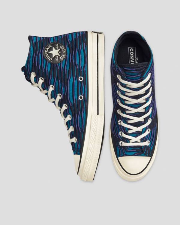 Zapatillas Altas Converse Chuck 70 Wavy Knit Tenis Azules | CV-124ESD