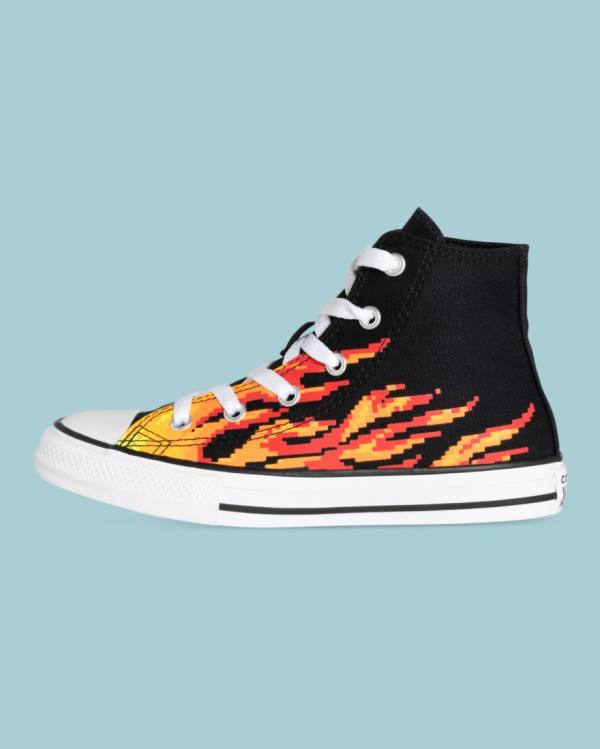 Zapatillas Altas Converse Chuck Taylor All Star Flame Print Tenis Negras | CV-041AOY