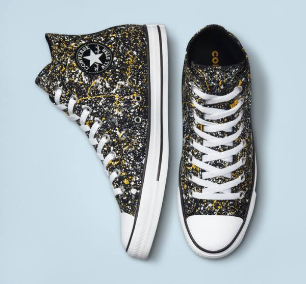 Zapatillas Altas Converse Chuck Taylor All Star Archive Paint Splatter Tenis Negras Blancas | CV-187GUB