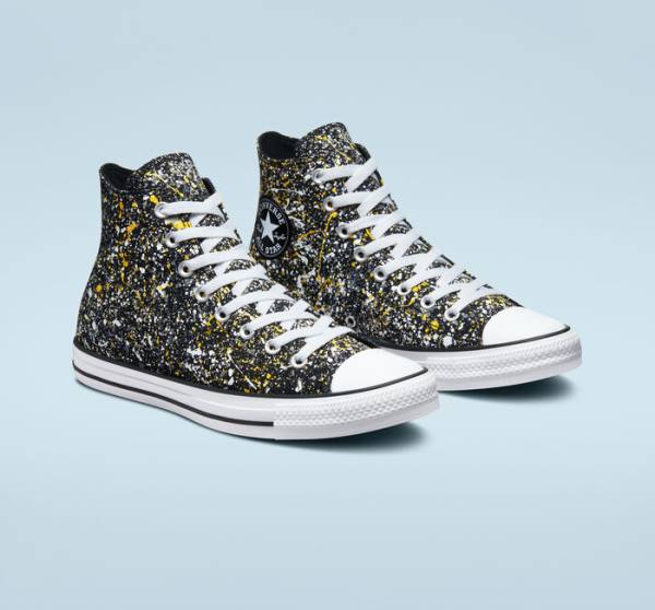 Zapatillas Altas Converse Chuck Taylor All Star Archive Paint Splatter Tenis Negras Blancas | CV-187GUB