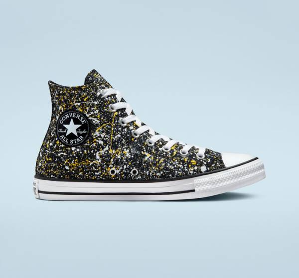 Zapatillas Altas Converse Chuck Taylor All Star Archive Paint Splatter Tenis Negras Blancas | CV-187GUB