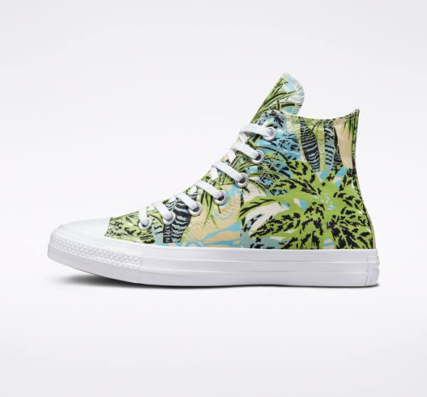 Zapatillas Altas Converse Chuck Taylor All Star Tropical Florals Tenis Verde Claro Blancas | CV-273MAN