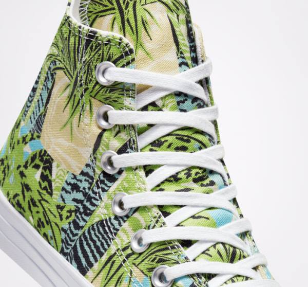 Zapatillas Altas Converse Chuck Taylor All Star Tropical Florals Tenis Verde Claro Blancas | CV-273MAN