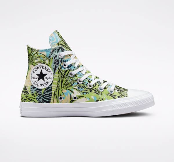 Zapatillas Altas Converse Chuck Taylor All Star Tropical Florals Tenis Verde Claro Blancas | CV-273MAN