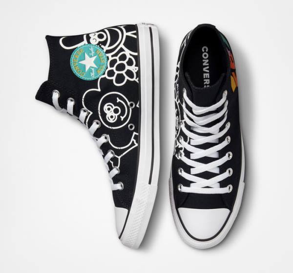 Zapatillas Altas Converse Chuck Taylor All Star Floral Tenis Negras Blancas Verde Menta | CV-278GTF