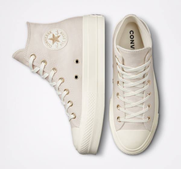 Zapatillas Altas Converse Chuck Taylor All Star Lift Plataforma Golden Elements Tenis Marrones Doradas Claro | CV-284AYO