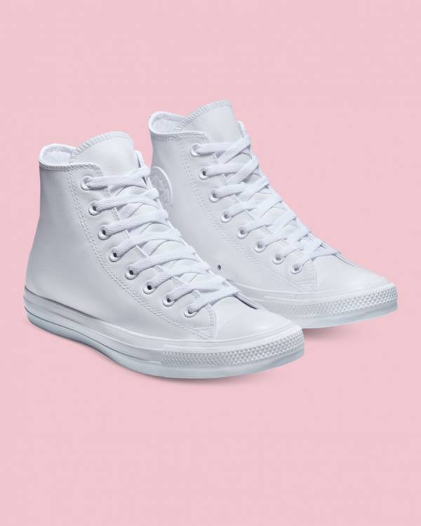 Zapatillas Altas Converse Chuck Taylor All Star Cuero Tenis Blancas | CV-310MTK