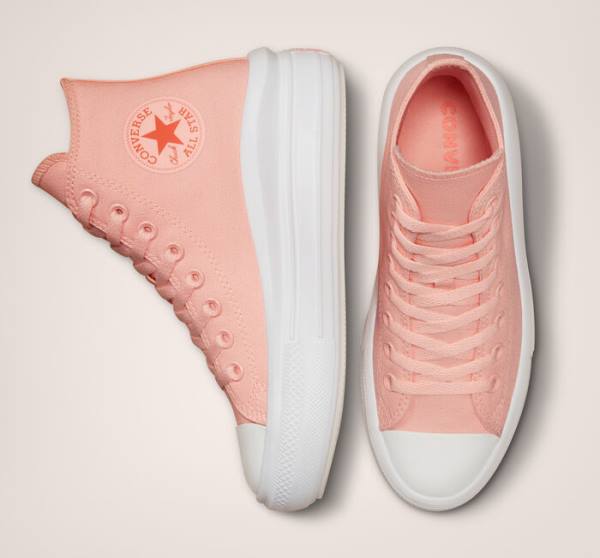 Zapatillas Altas Converse Chuck Taylor All Star Move Plataforma Lona Tenis Rosas Blancas Rosas | CV-420LID