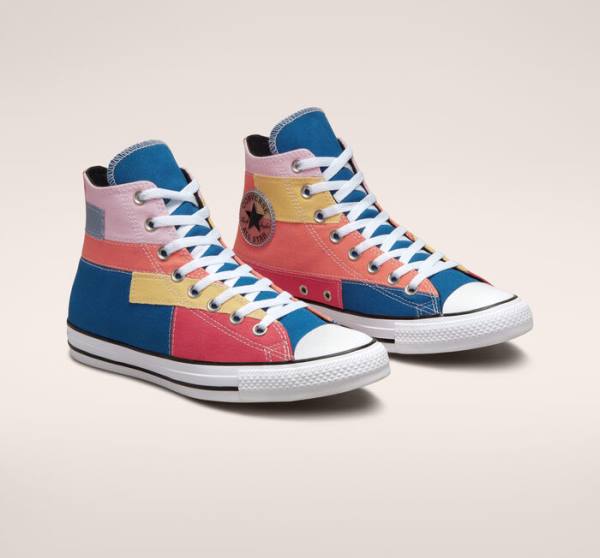 Zapatillas Altas Converse Chuck Taylor All Star Patchwork Tenis Azules Rosas | CV-452YVN