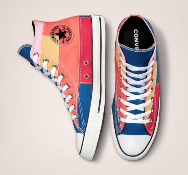 Zapatillas Altas Converse Chuck Taylor All Star Patchwork Tenis Azules Rosas | CV-548BWH