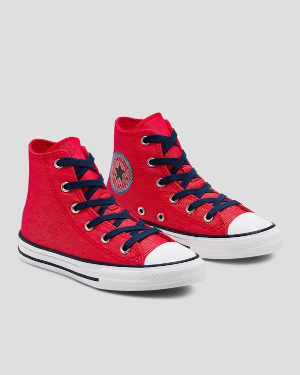 Zapatillas Altas Converse Chuck Taylor All Star Denim Reverse Twill Tenis Rojas | CV-684DPY