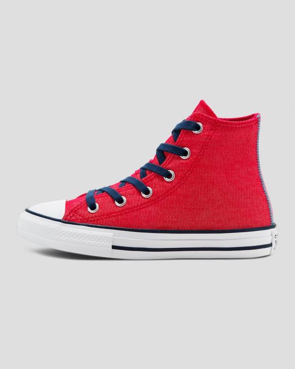 Zapatillas Altas Converse Chuck Taylor All Star Denim Reverse Twill Tenis Rojas | CV-684DPY