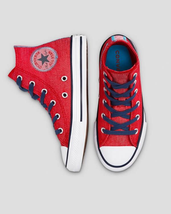 Zapatillas Altas Converse Chuck Taylor All Star Denim Reverse Twill Tenis Rojas | CV-684DPY