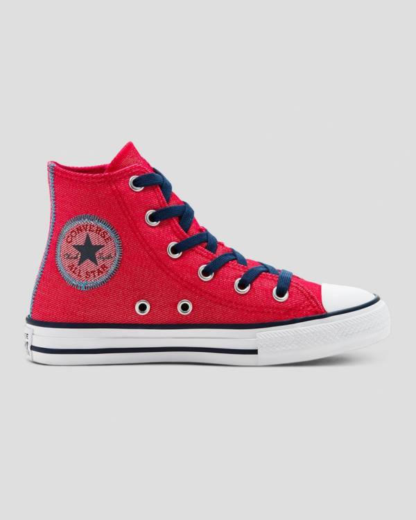 Zapatillas Altas Converse Chuck Taylor All Star Denim Reverse Twill Tenis Rojas | CV-684DPY