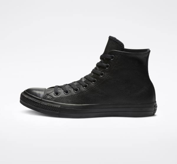 Zapatillas Altas Converse Chuck Taylor All Star Cuero Tenis Negras | CV-691HMJ